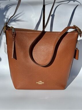 Coach Leather Val Tote Bag in Saddle Brown